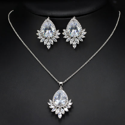 Elegant AAA Crystal Bridal Banquet Dinner Jewelry Set