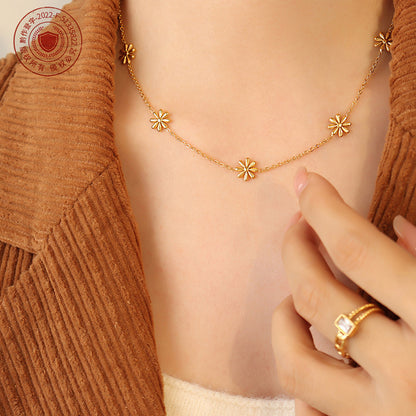 Elegant Fairy Flower Necklace – Gold-Plated Titanium Steel