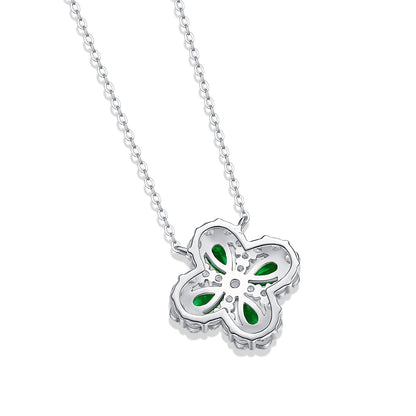 925 Sterling Silver Colorful Emerald Pendant Necklace