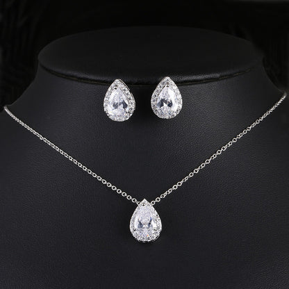 Elegant Teardrop Gemstone Necklace & Earring Set