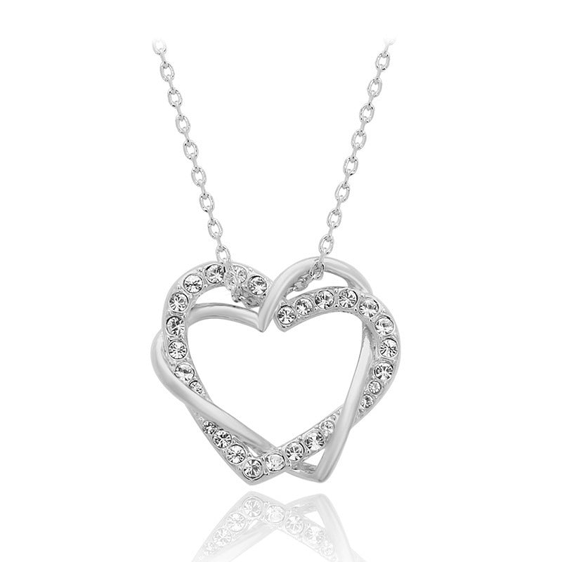 Fashion Heart-shaped Necklace And Earrings Set