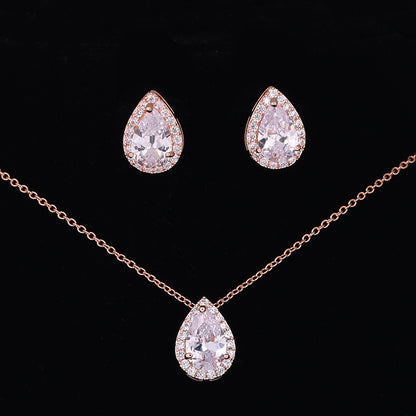 Elegant Teardrop Gemstone Necklace & Earring Set
